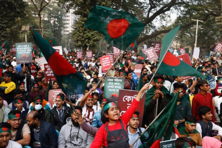 Thousands march in Bangladesh to mark student-led uprising that ousted Prime Minister Hasina