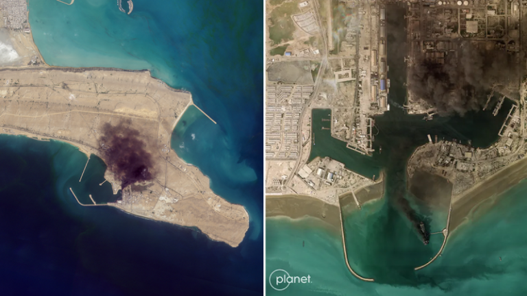 Before-and-after satellite imagery offers a rare look at damage inside Iran